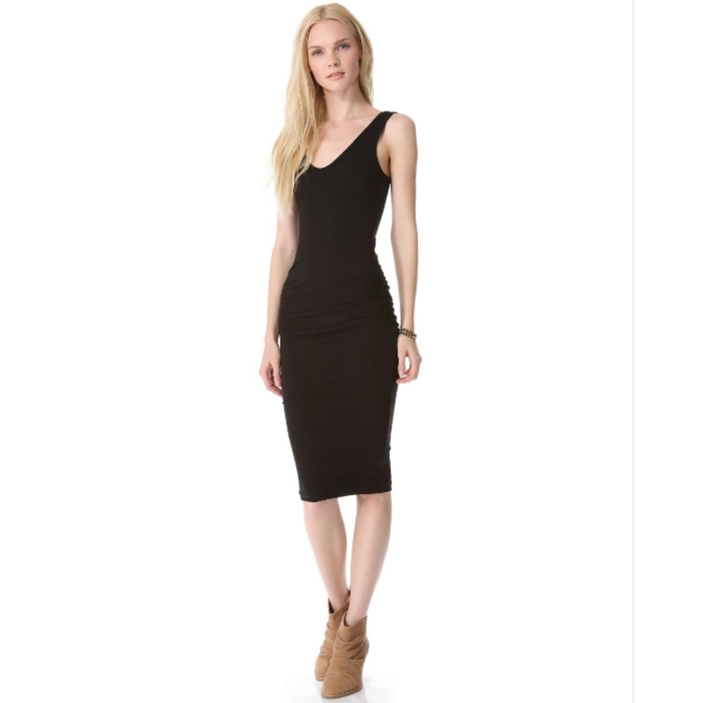 JAMES PERSE Black Ruched Side Dress 4 L